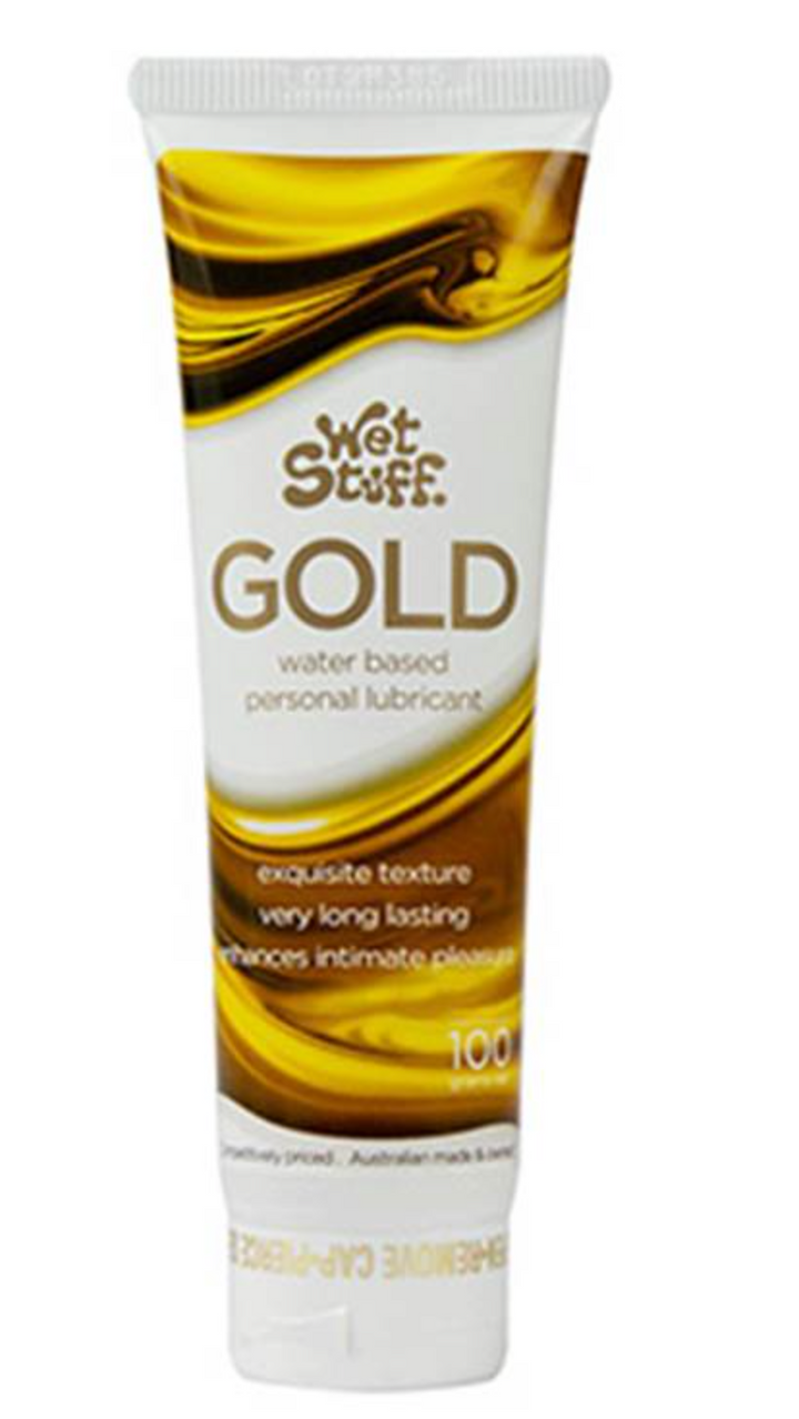 Vibrating Cock Ring, Wet Stuff Gold & 3-Pack Condom Bundle - Playmate Adult Store