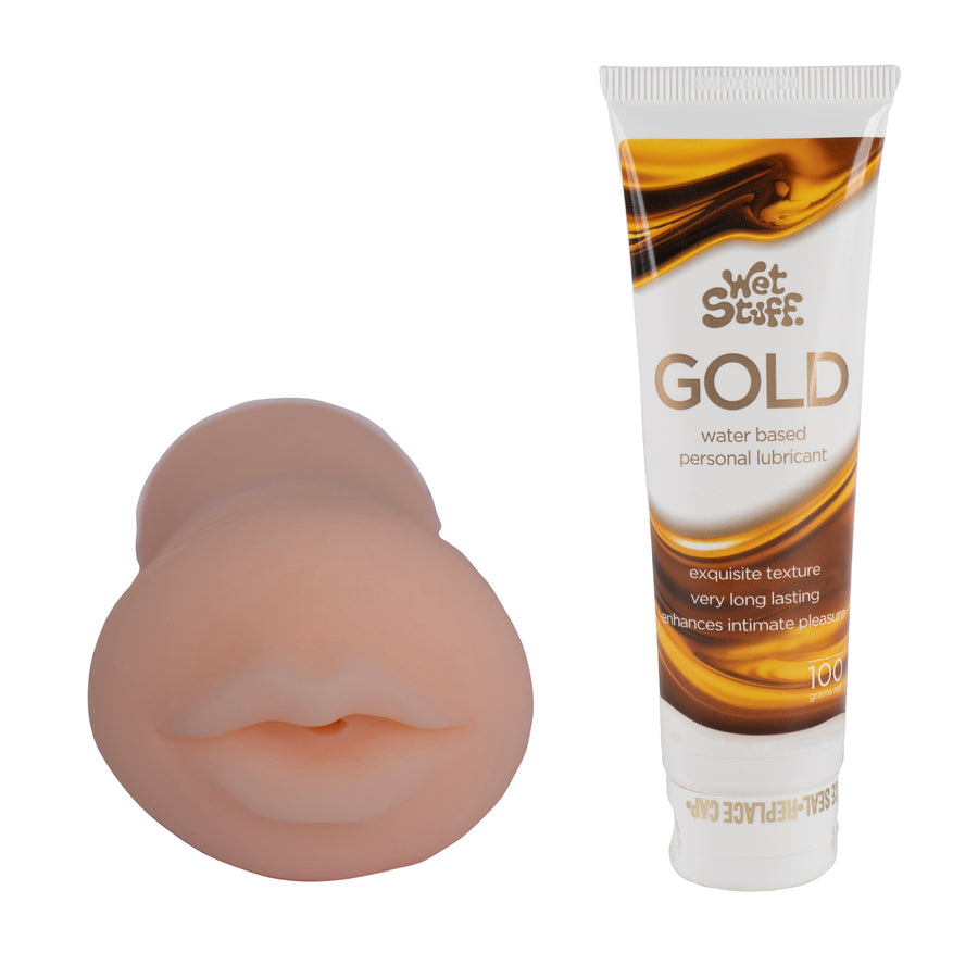 Masturbator cup Wet Stuff Gold water based lubricant