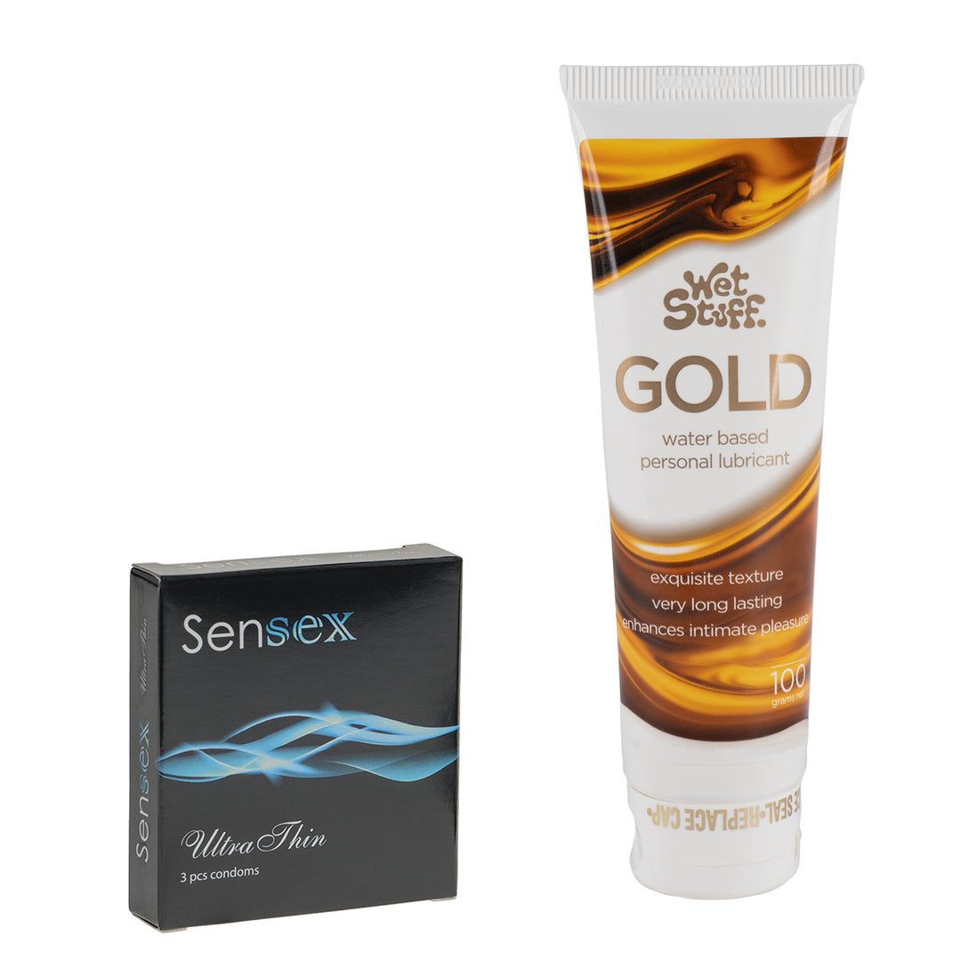 Sensex Condoms and Wet Stuff Gold Bundle